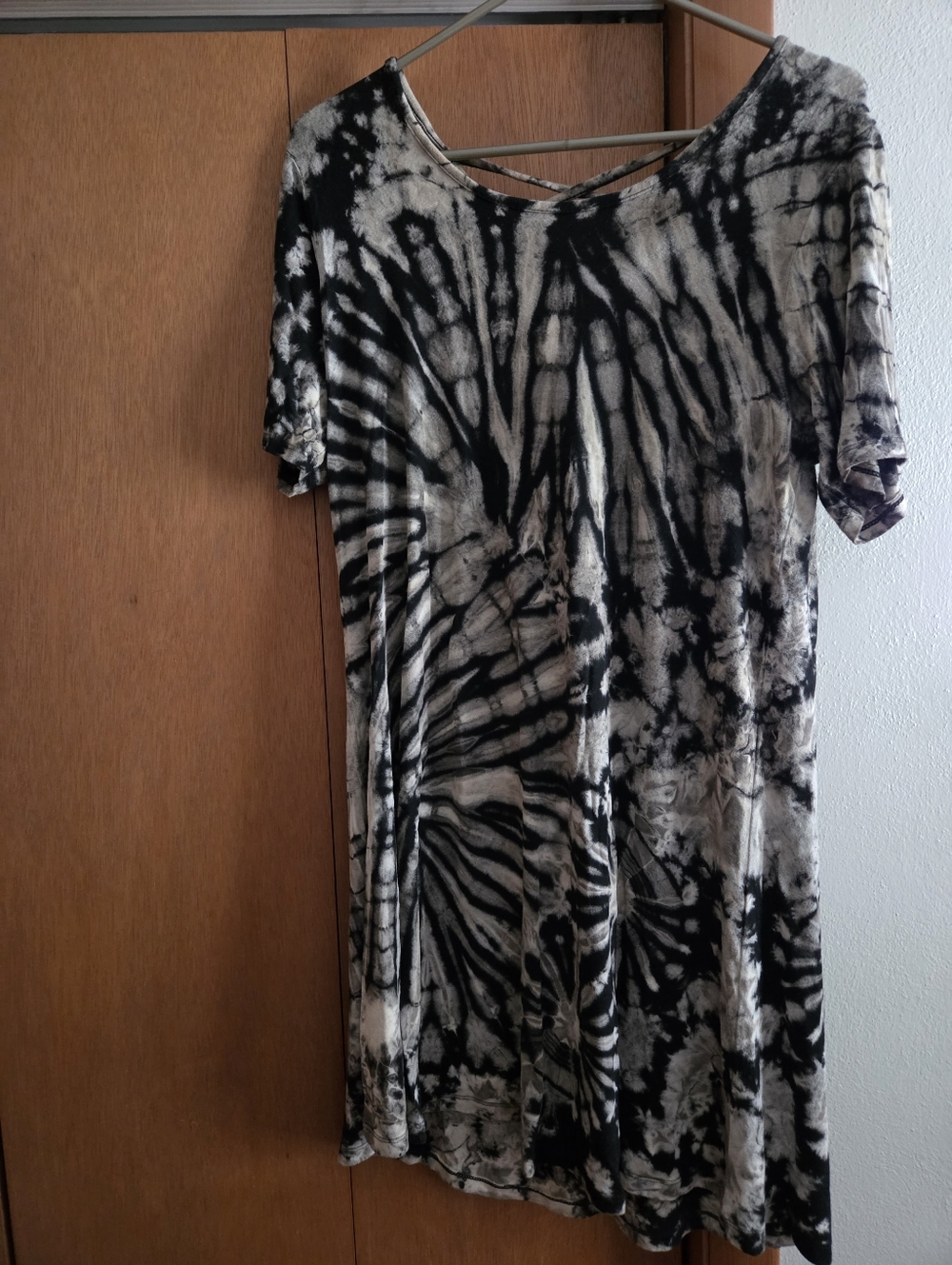 Sivana Tie Dye Black And Beige Tunic Dress M/L